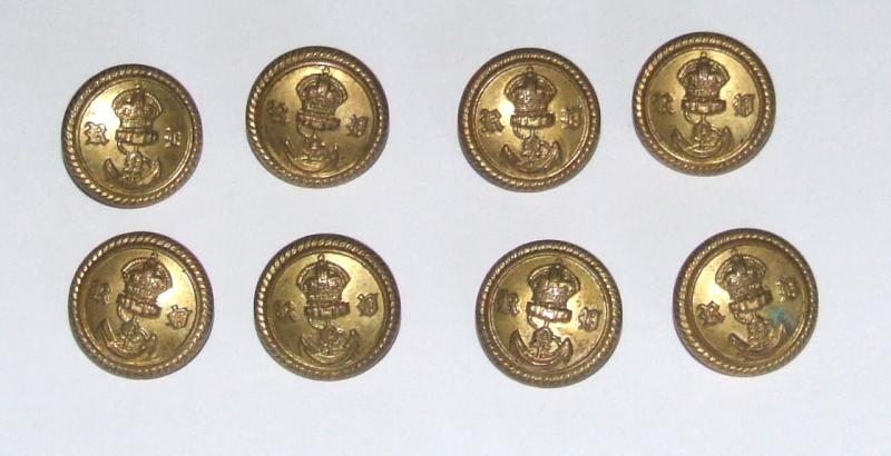 Eight WW2 Royal Navy Tunic Buttons
