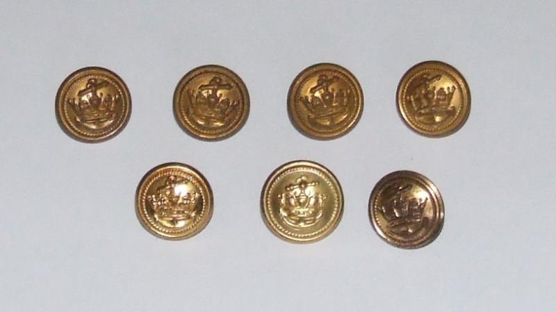 7 x Merchant Navy Tunic Buttons